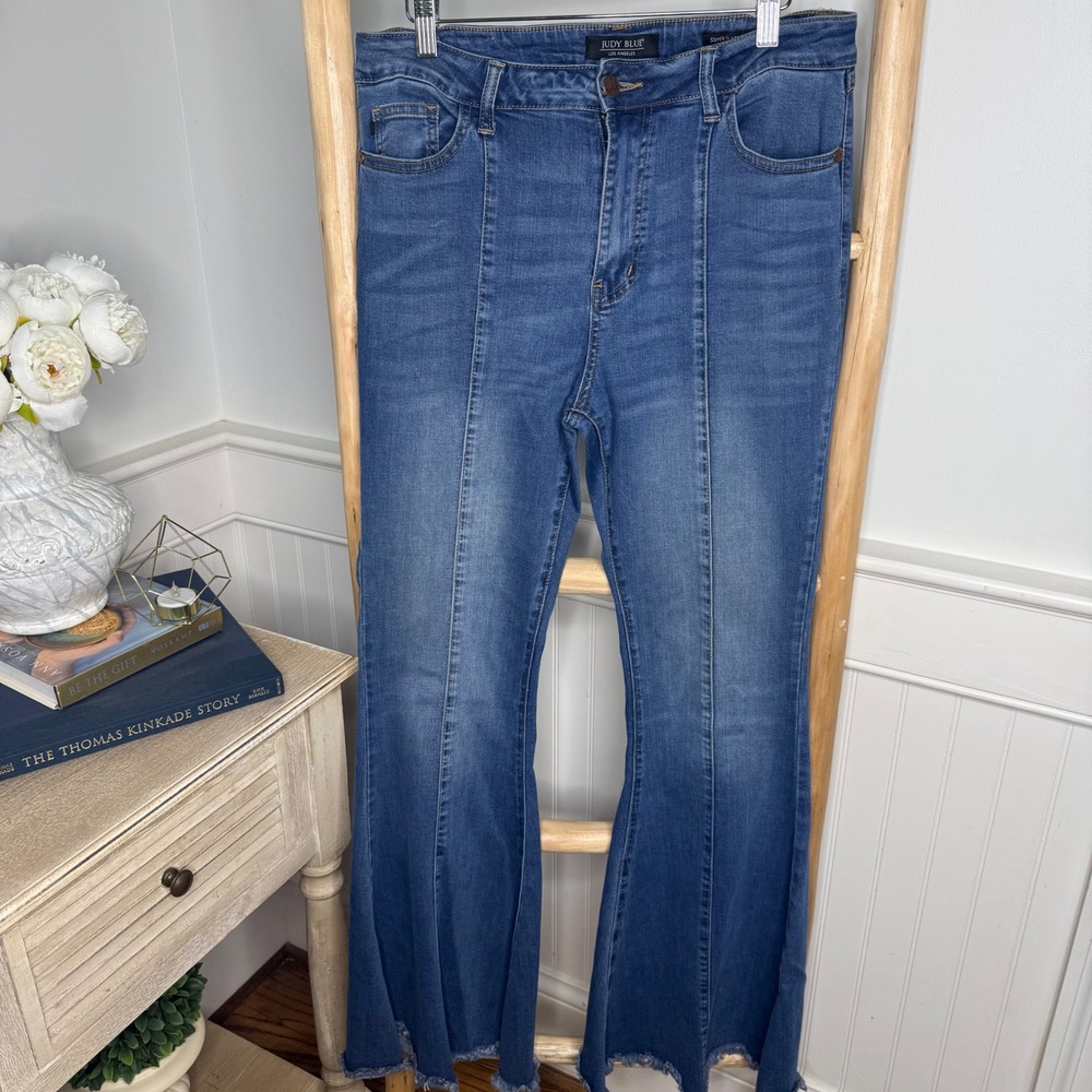 Judy Blue Super Flare High Rise Seam Front Jeans Medium Wash 11/30